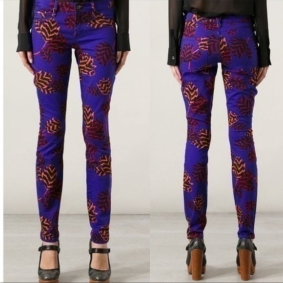 Marc Jacob's Blue Tulip Print Skinny Jeans Size 29 - Picture 1 of 8